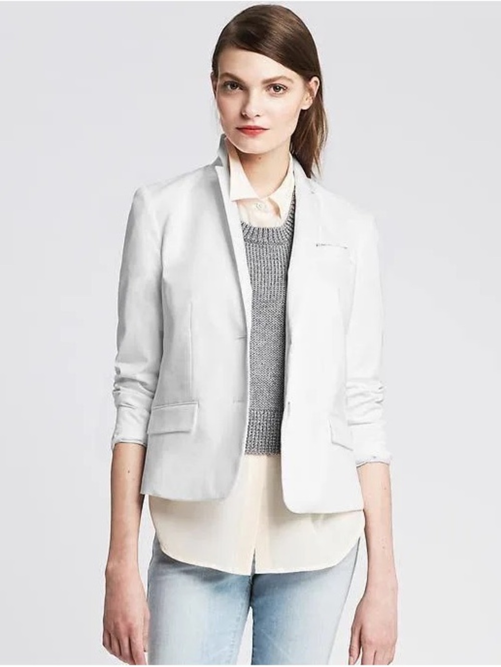 Banana Republic Cropped Cotton Blazer Jacket